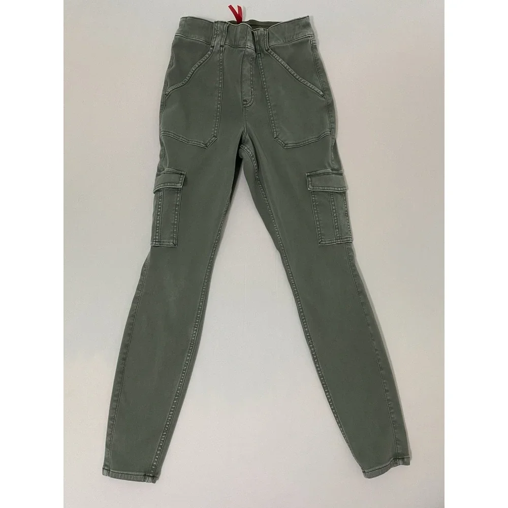 SPANX Pants M Stretch Twill Ankle Cargo Sage Green‎ 29